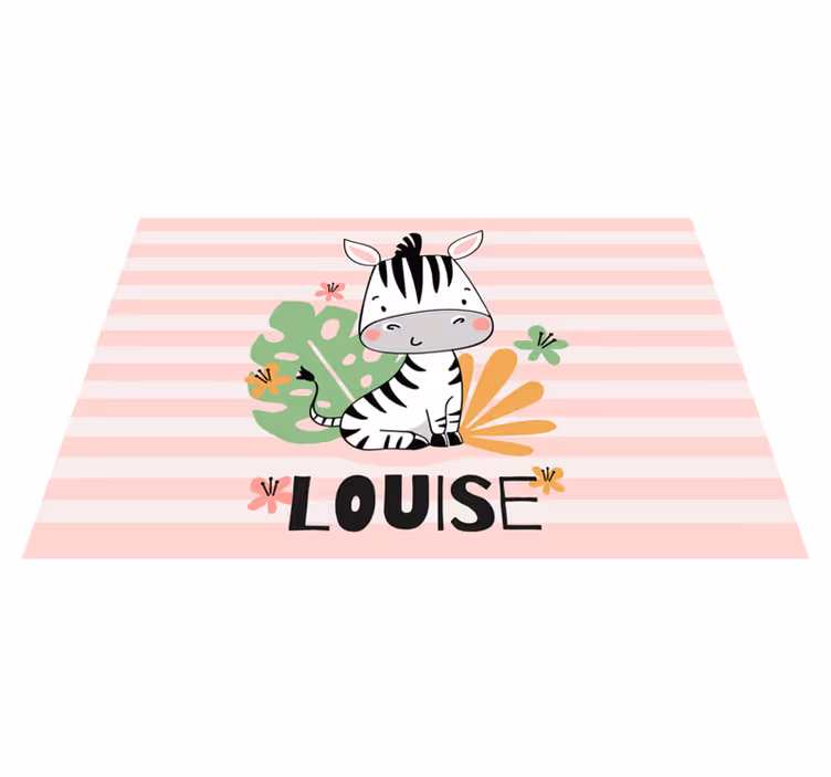 Dywan winylowy z imieniem konfigurowalna zebra - TenStickers