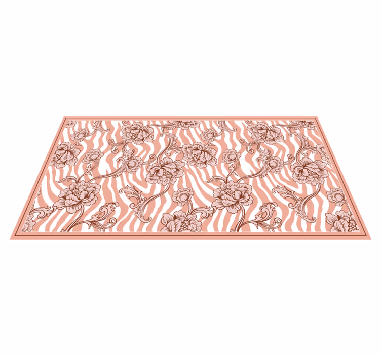 Dywan winylowy do salonu zebra w kwiaty - TenStickers