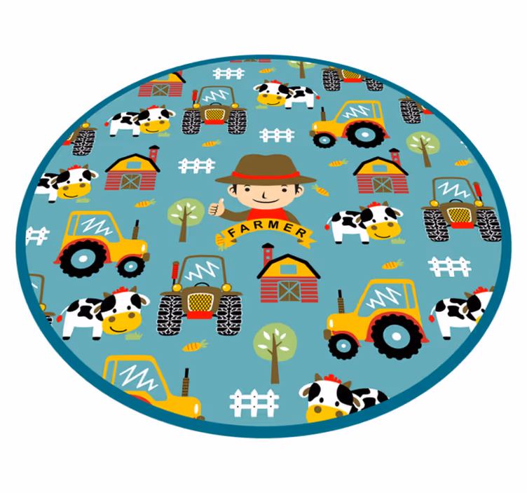 Rolnik, zwierzęta i ciągnikowy dywanik dla zwierząt - TenStickers