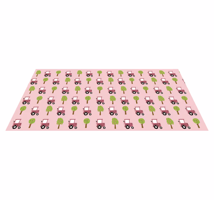 Dywan winylowy dla dzieci w różowy wzór traktora - TenStickers