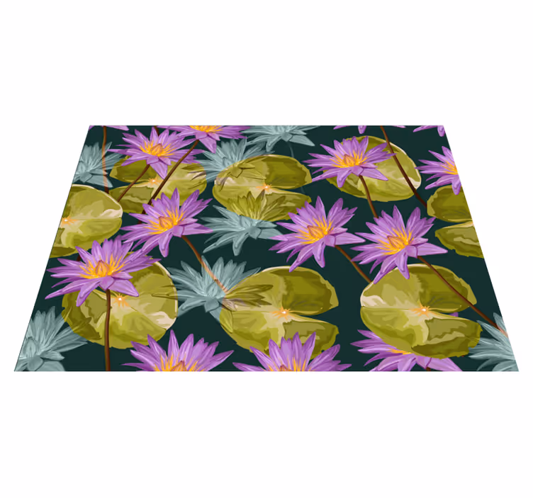 Dywan winylowy w kwiaty i rośliny botaniczne lilie wodne - TenStickers
