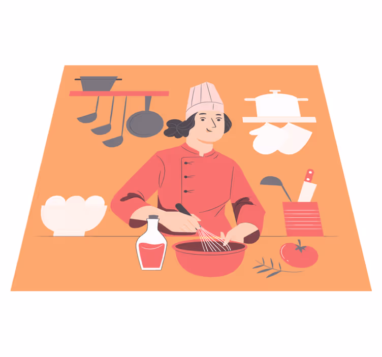Dywan winylowy do kuchni ilustracja szefa kuchni - TenStickers