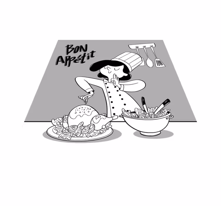 Dywan winylowy do kuchni ilustracja kreskówka szefa kuchni - TenStickers