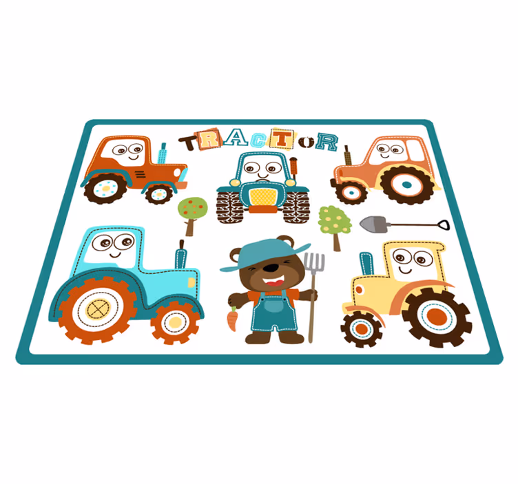 Dywan winylowy dla dziecka animowane traktory - TenStickers