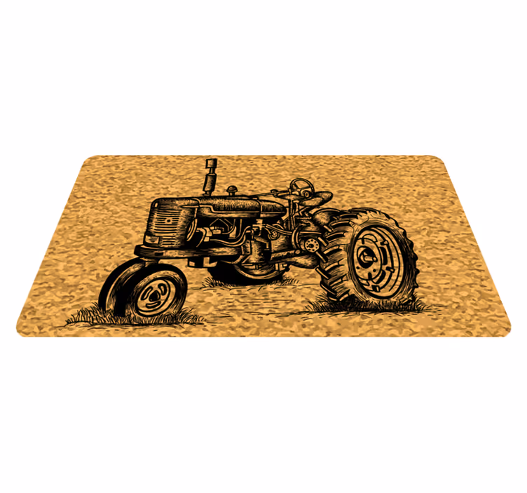 Dywan winylowy retro ilustracja zabytkowego ciągnika - TenStickers