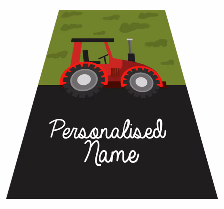 Zielony i czarny traktor personalizowany mat - TenStickers