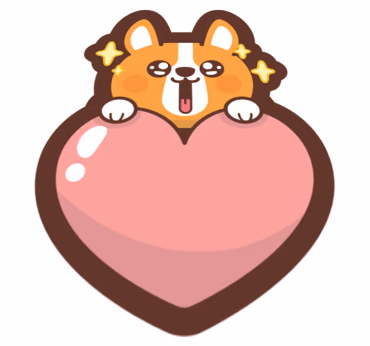 Dziecięcy dywan winylowy ilustracja serca corgi - TenStickers