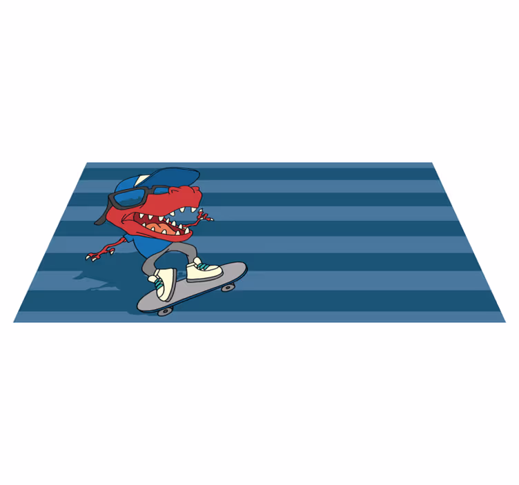 Dziecięcy dywan winylowy dinozaur na deskorolce - TenStickers