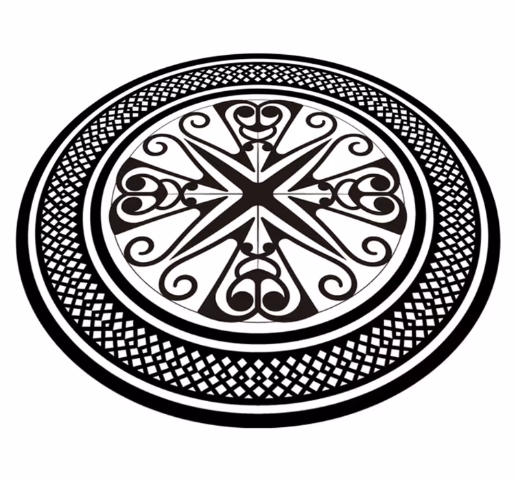 Dywan winylowy mandala czarno-biały - TenStickers