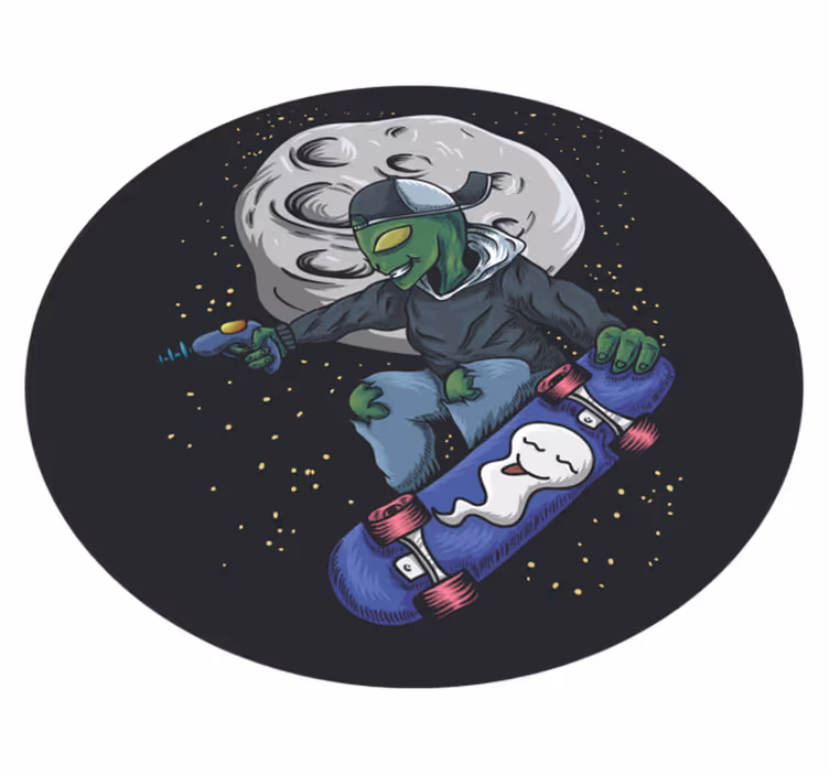Alien deskorolka na księżycu dywanik dla nastolatków - TenStickers