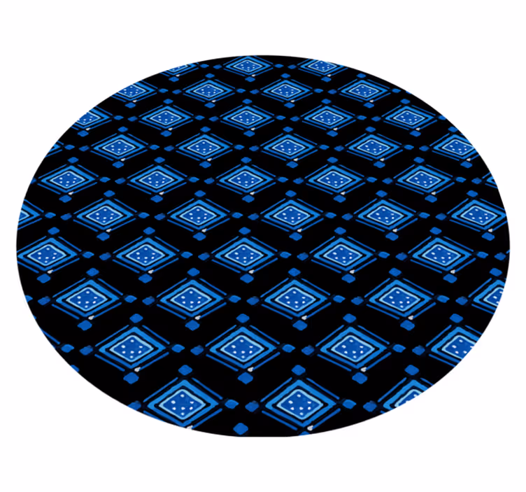 Dywan winylowy wzór geometryczny niebieski motyw diamentowy - TenStickers