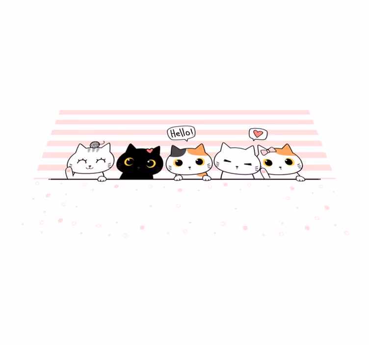 Dywan winylowy do kuchni Anime koty - TenStickers