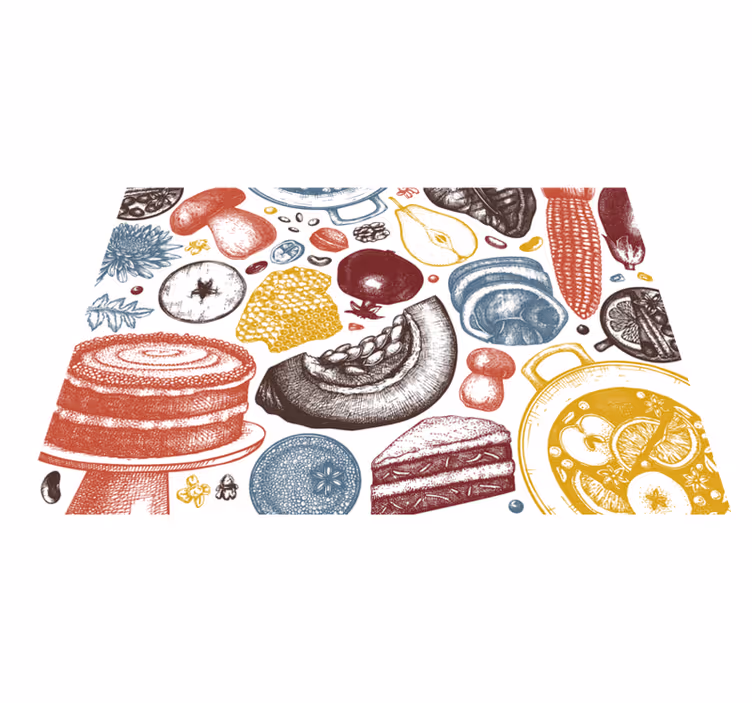 Dywan winylowy do kuchni z ilustracjami kulinarnymi - TenStickers