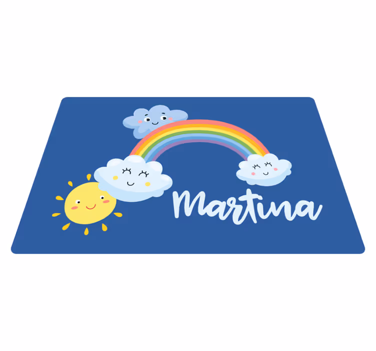 Dziecięcy dywan winylowy niestandardowe chmury z tęczą - TenStickers