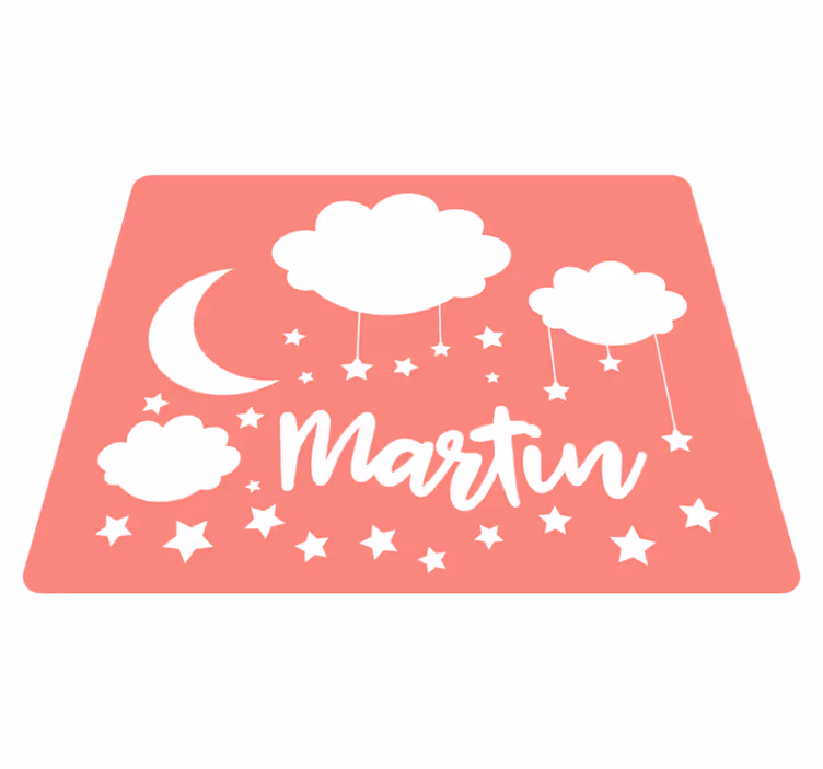 Dziecięcy dywan winylowy słodkie nocne niebo z imieniem - TenStickers