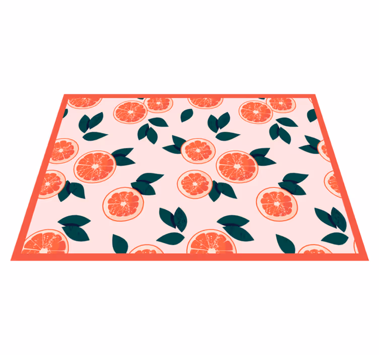 Dywan winylowy w kwiaty i rośliny różowy cytrusowy kwiatowy - TenStickers