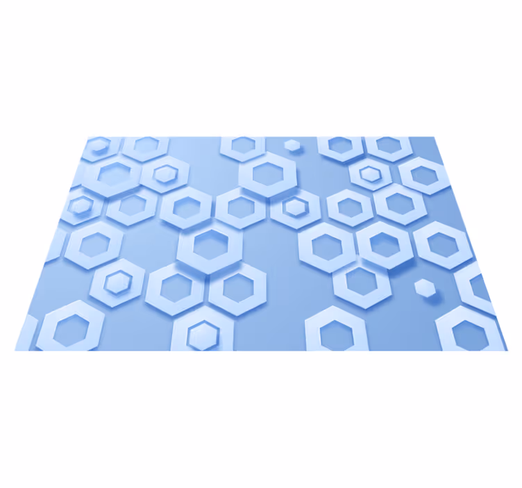 Dywan winylowy wzór geometryczny niebieski heksagonalny - TenStickers