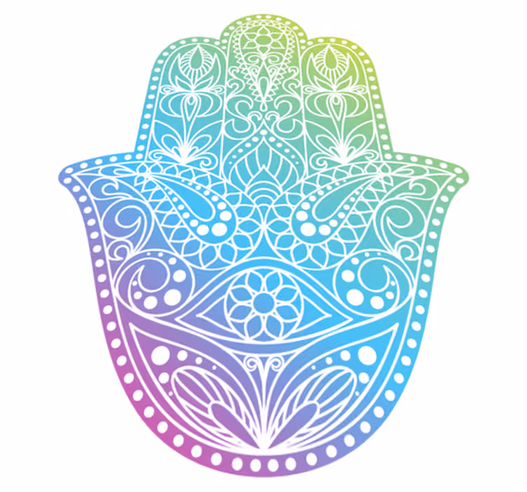 Dywan winylowy z mandalą w gradientzie ręki fatimy - TenStickers