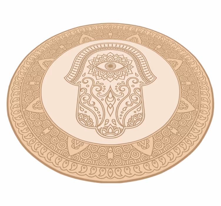 Beżowa mandala ręka fatimy etniczny dywan winylowy - TenStickers
