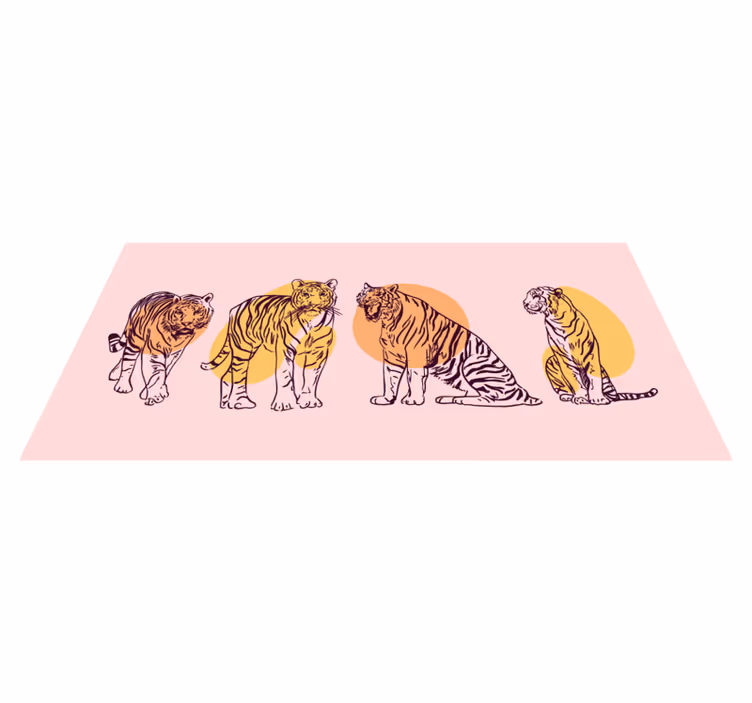 Dywan winylowy zwierzęta oprawiona ilustracja tygrysa - TenStickers