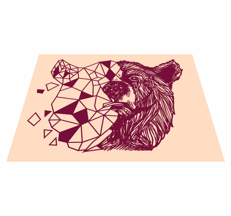 Dywan winylowy zwierzęta geometryczna głowa niedźwiedzia - TenStickers