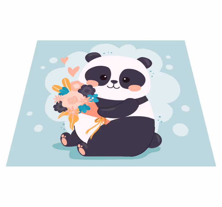 Dywan winylowy dla dziecka panda z kwiatami - TenStickers
