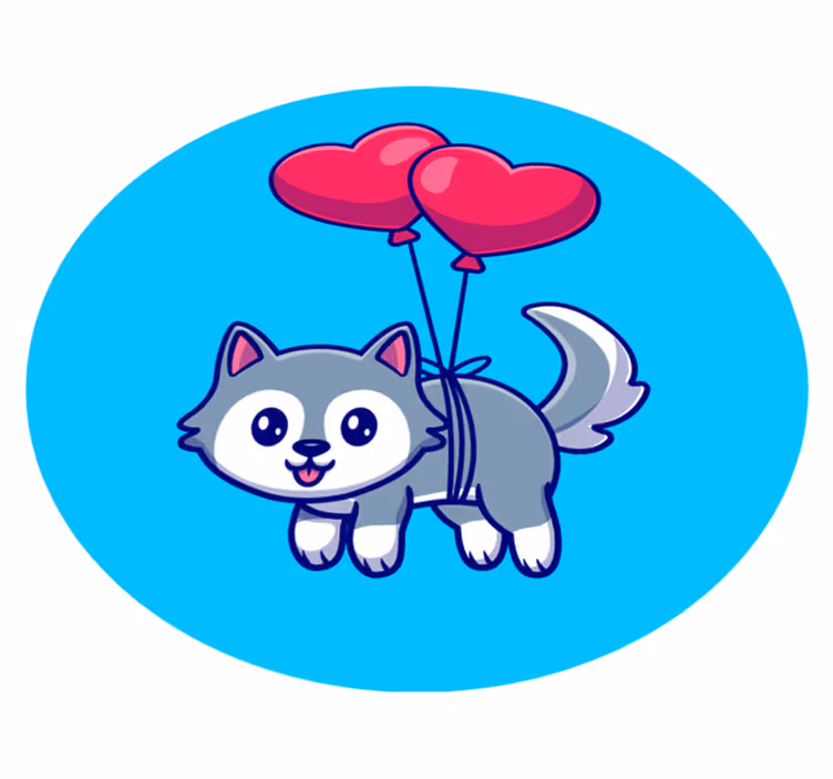 Dywan winylowy zwierzęta wilkołak z balonami - TenStickers