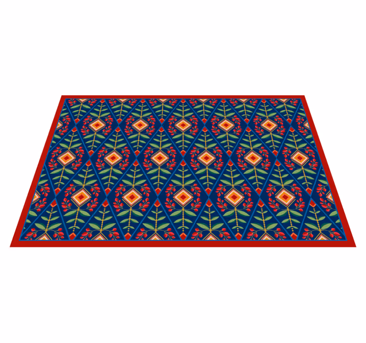 Dywan winylowy wzór geometryczny motyw botaniczny - TenStickers