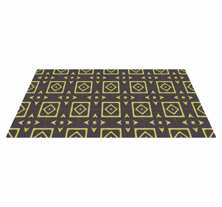 Dywan winylowy wzór geometryczny żółty motyw diamentu - TenStickers