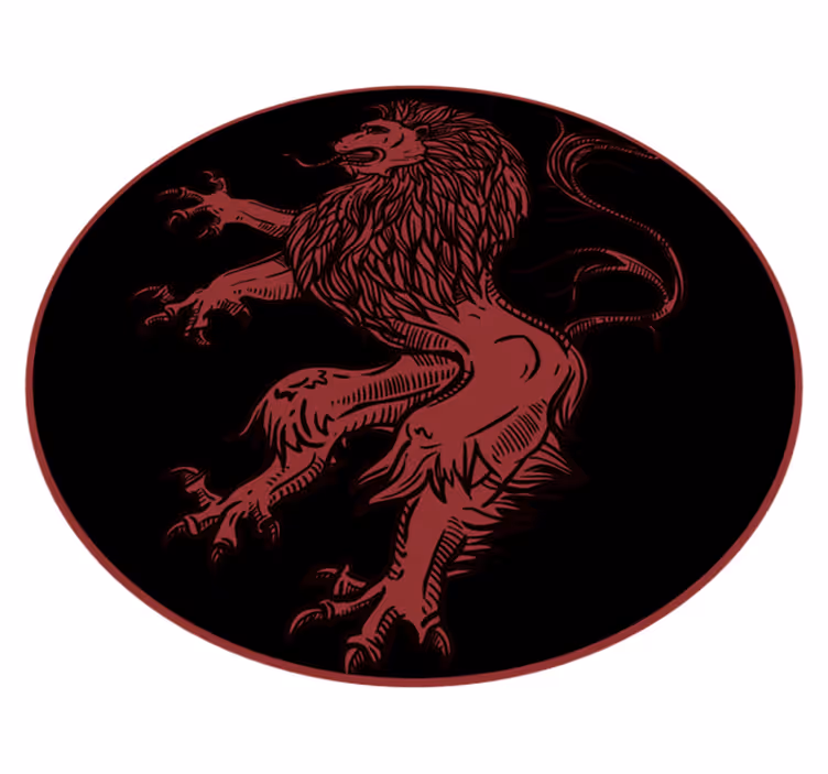 Dywan winylowy zwierzęta czerwony emblemat lwa - TenStickers