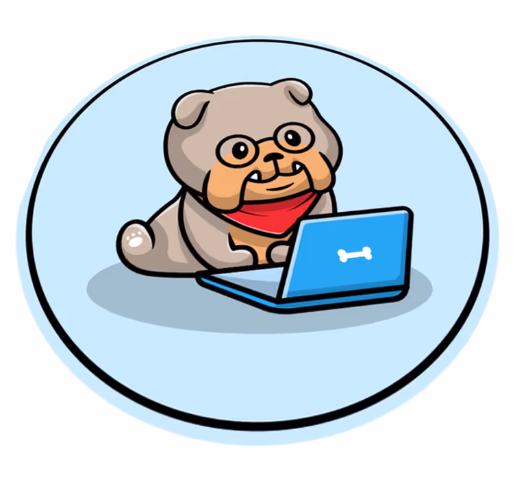 Dywan winylowy zwierzęta szczeniak z komputerem - TenStickers