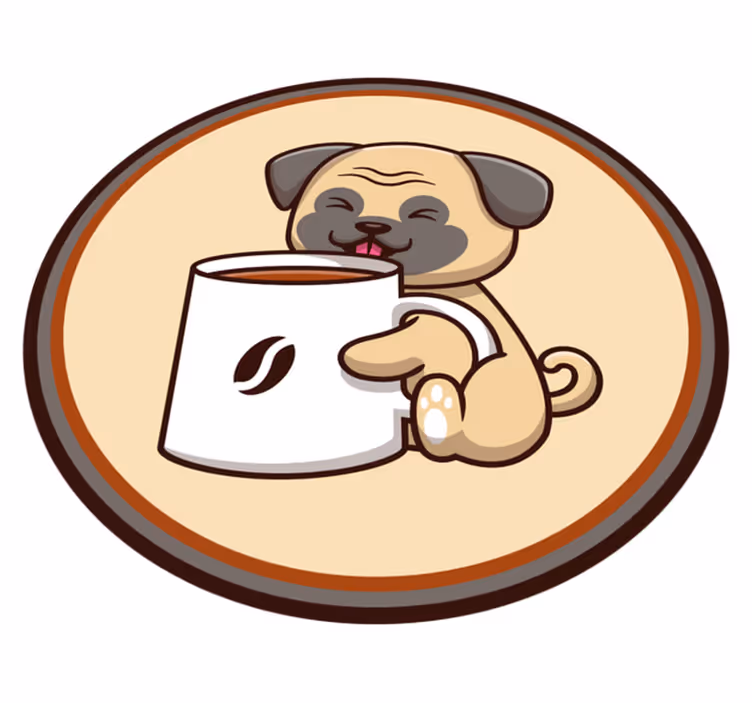 Dywan winylowy mops kawowy - TenStickers