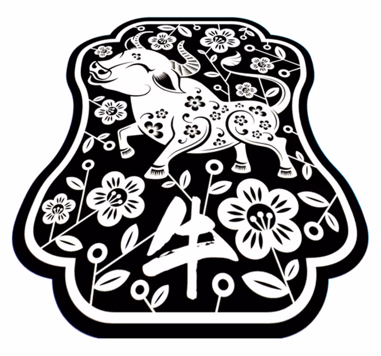 Dywan winylowy zwierzęta elegancki kwiatowy byk - TenStickers