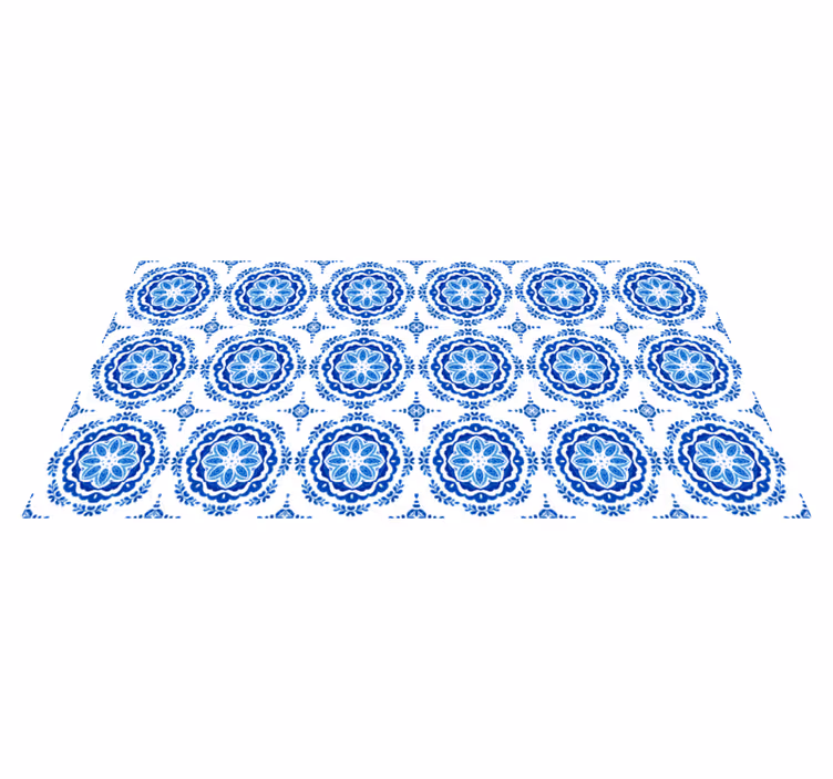 Dywan winylowy do kuchni motywy błękitnego kwiatu - TenStickers