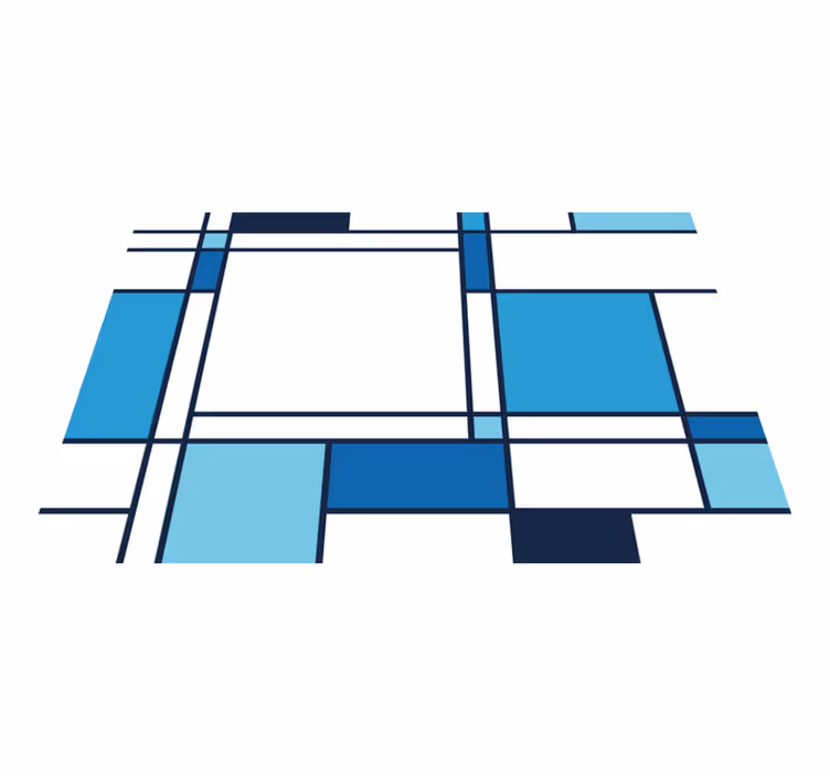 Nowoczesny dywan winylowy niebieski motyw geometryczny - TenStickers