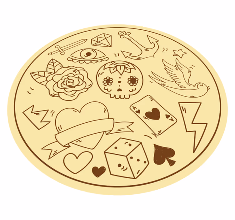 Dywan winylowy dla nastolatków z symbolami tatuaży - TenStickers
