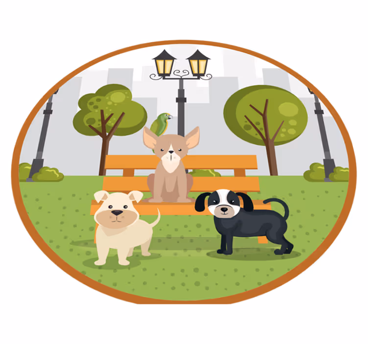 Dywan winylowy zwierzęta psy w parku - TenStickers