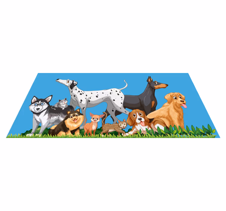 Dziecięcy dywan winylowy zbieranie psów - TenStickers