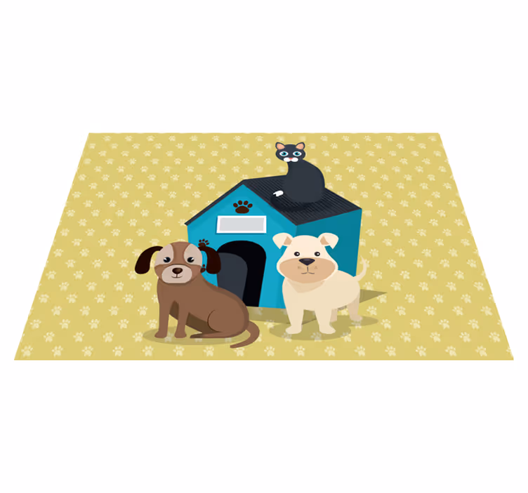 Dywan winylowy zwierzęta psy w domu - TenStickers