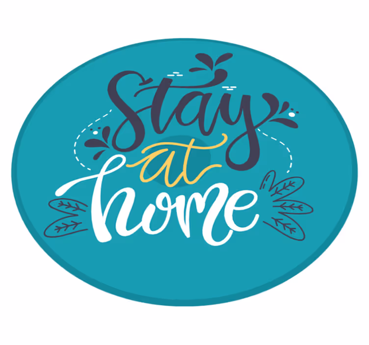 Dywan winylowy napisy siedzieć w domu - TenStickers