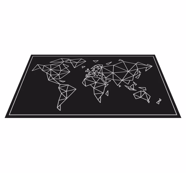 Dywan czarno-biały origami z mapą świata - TenStickers