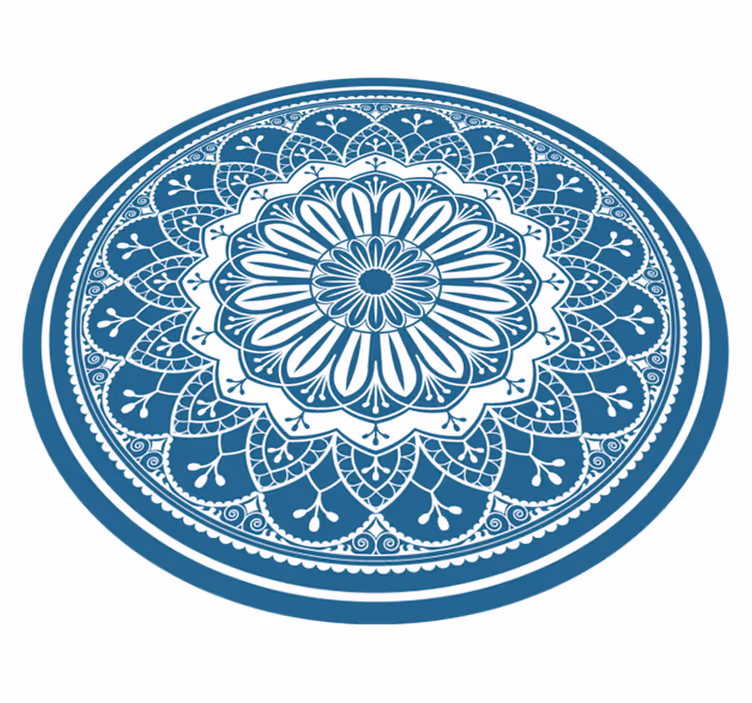 Dywan winylowy z mandalą elegancka niebieska mandala - TenStickers