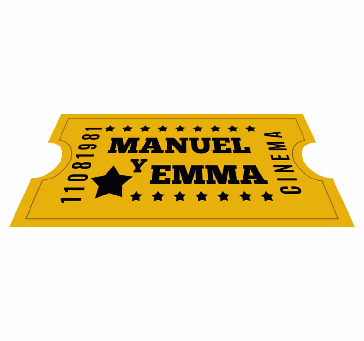 Dywan winylowy z imieniem bilet do kina dla par - TenStickers