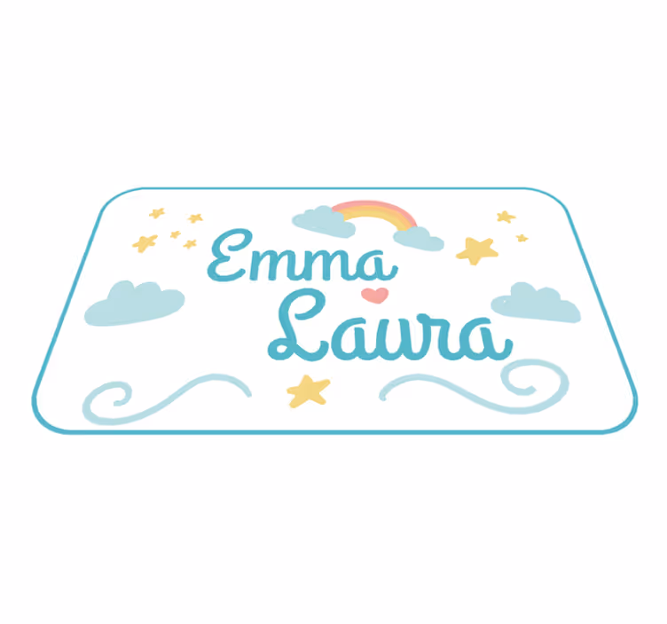 Dziecięcy dywan winylowy podwójne imię z tęczą - TenStickers