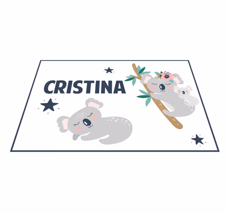 Dywan winylowy z imieniem rodzinna zabawa z koalą - TenStickers