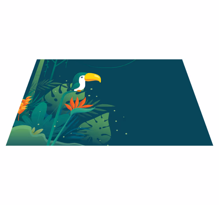 Dywan winylowy natura scena z tropikalnym tukanem - TenStickers