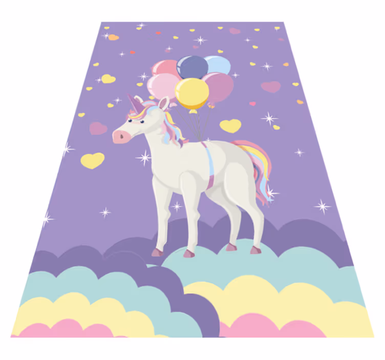 Dywan winylowy dla dziecka fioletowe balony jednorożce - TenStickers