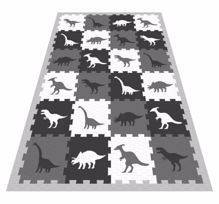 Dywan winylowy dla dziecka szary motyw dinozaura - TenStickers