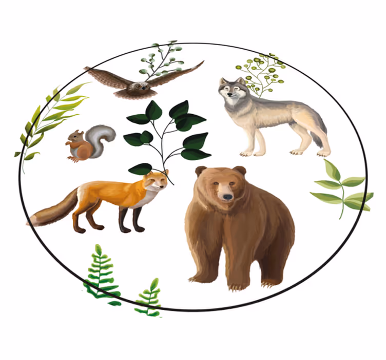 Dziecięcy dywan winylowy przyjazne leśne stworzenia - TenStickers