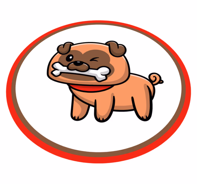 Dywan winylowy zwierzęta buldog z kością - TenStickers